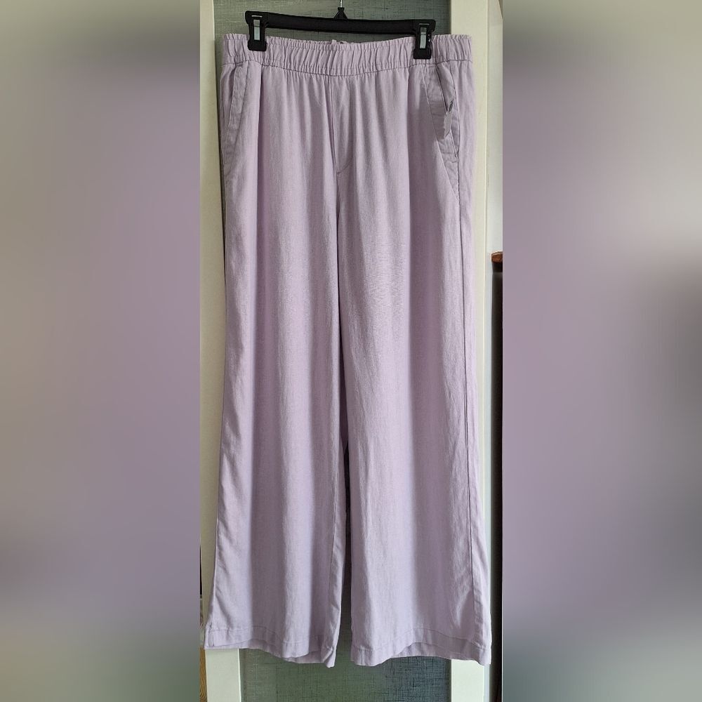 NWT Old Navy M Lavender Wide-Leg Linen Pants - Picture 5 of 8